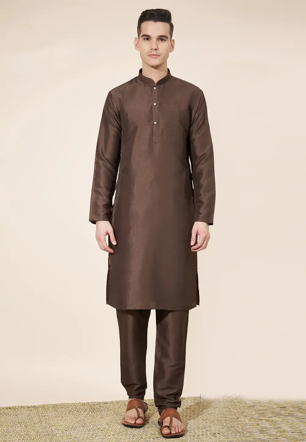 Brown Silk Kurta Pajama 287891