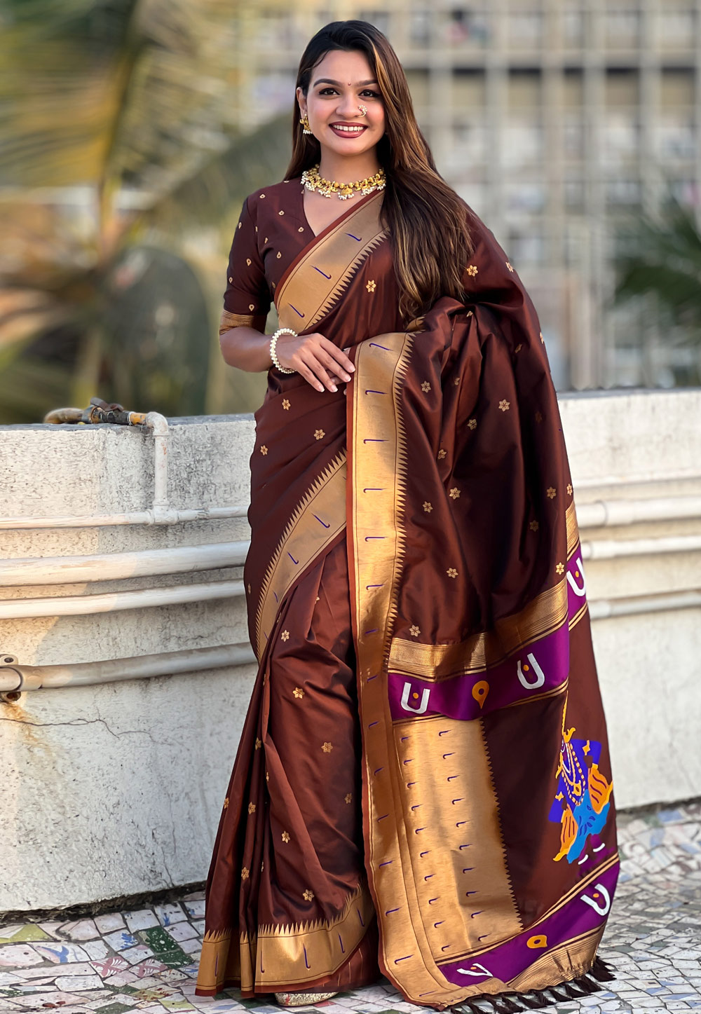 Brown Silk Paithani Saree 305785