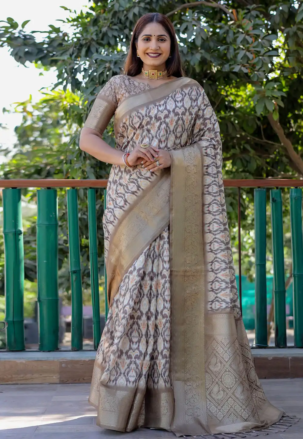 Brown Silk Saree With Blouse 294652