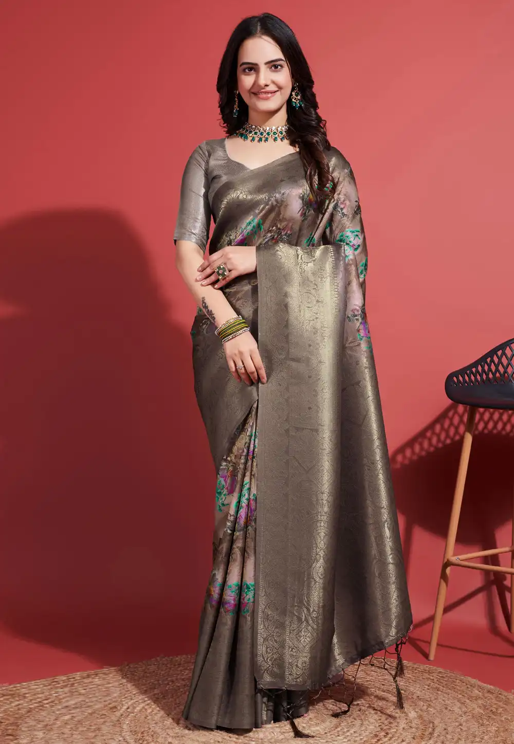 Brown Silk Saree With Blouse 289989