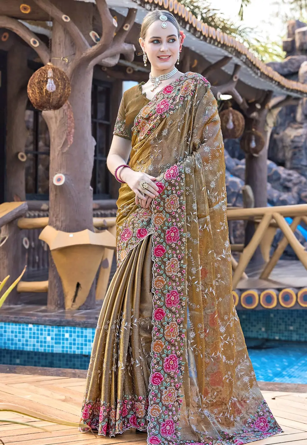 Brown Silk Saree With Blouse 297238