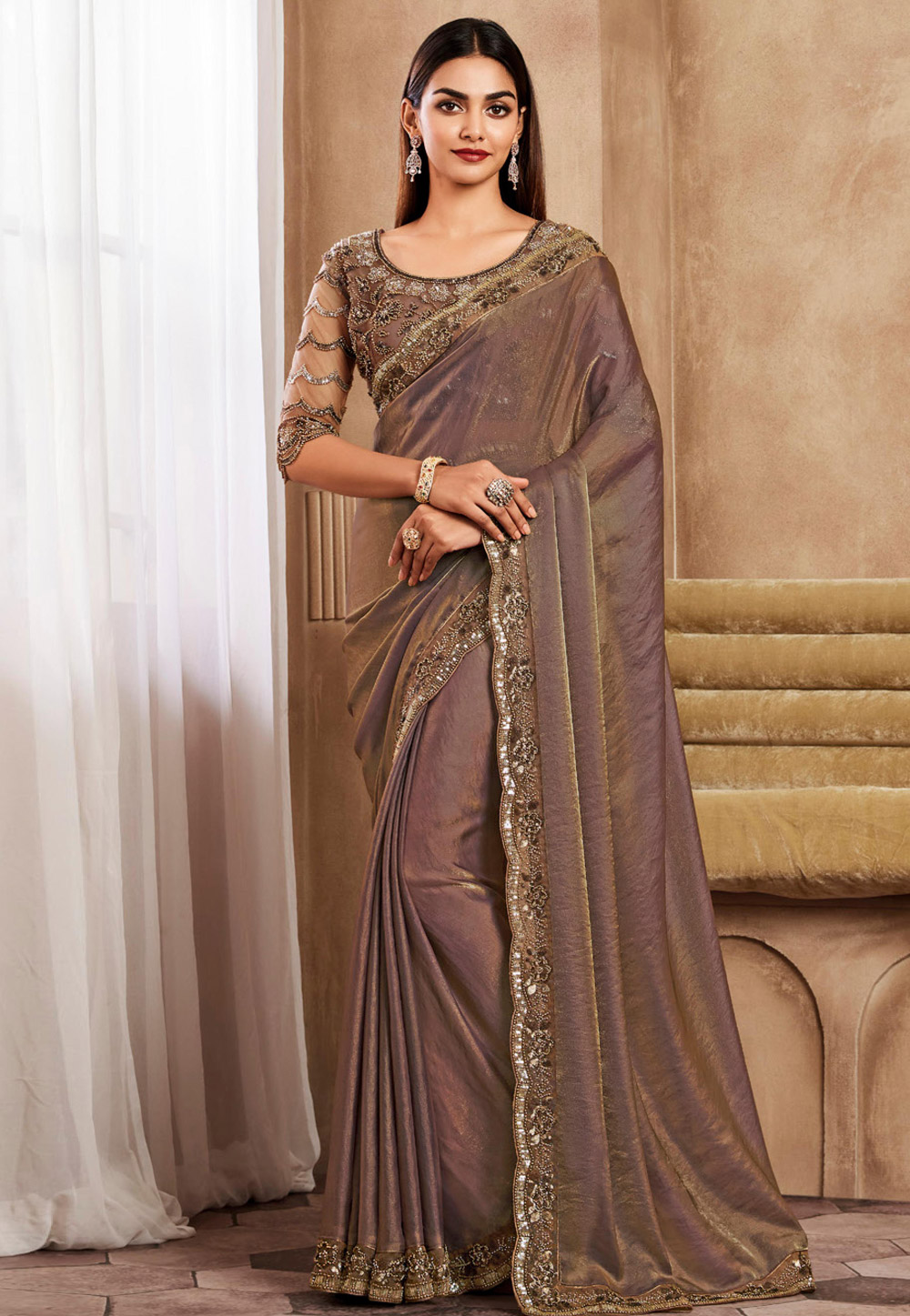 Brown Silk Saree With Blouse 284630