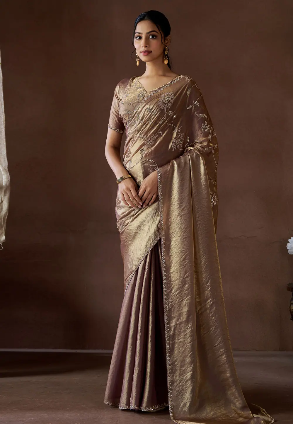 Brown Silk Saree With Blouse 301227