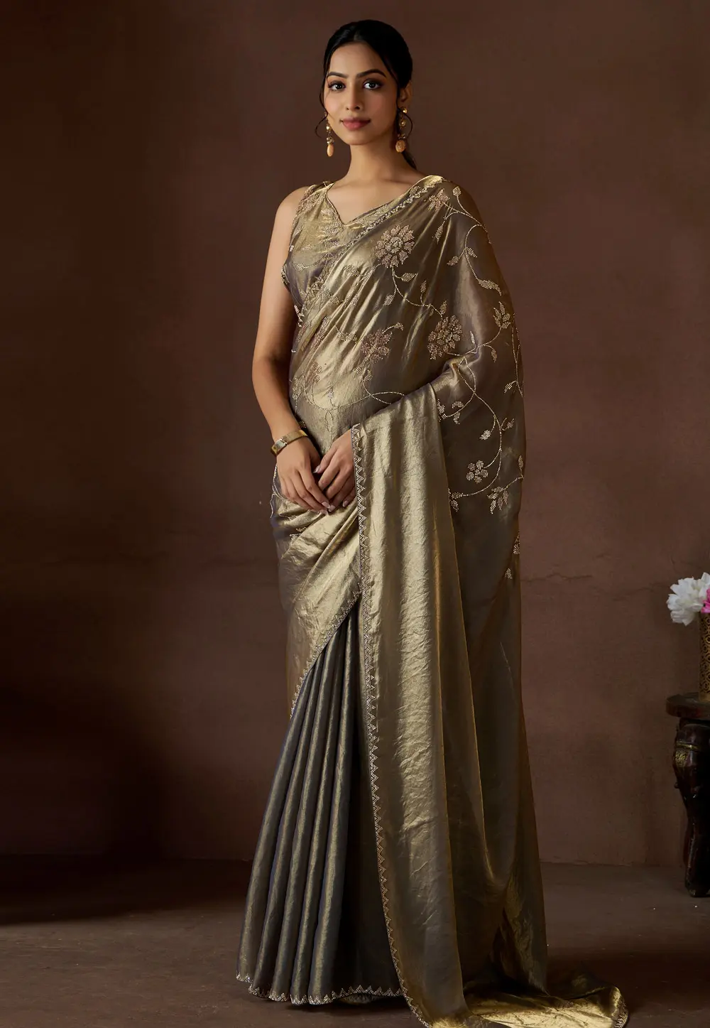 Brown Silk Saree With Blouse 301229