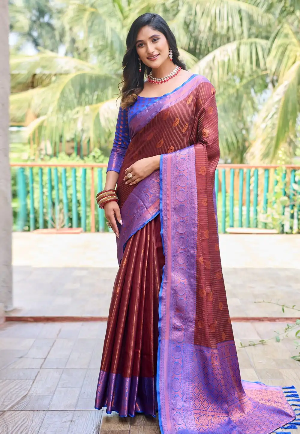 Brown Silk Saree With Blouse 290122