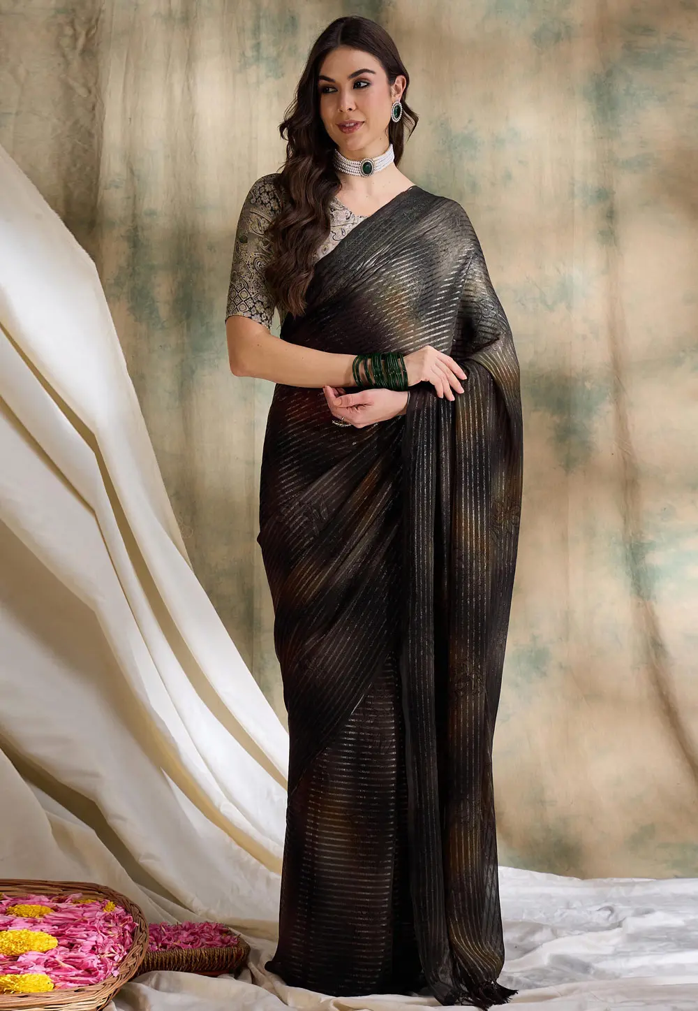 Brown Silk Saree With Blouse 301543