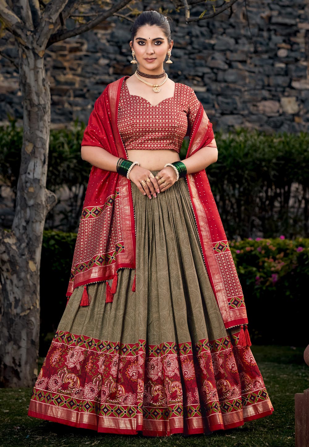 Brown Tussar Silk Circular Lehenga Choli 286609