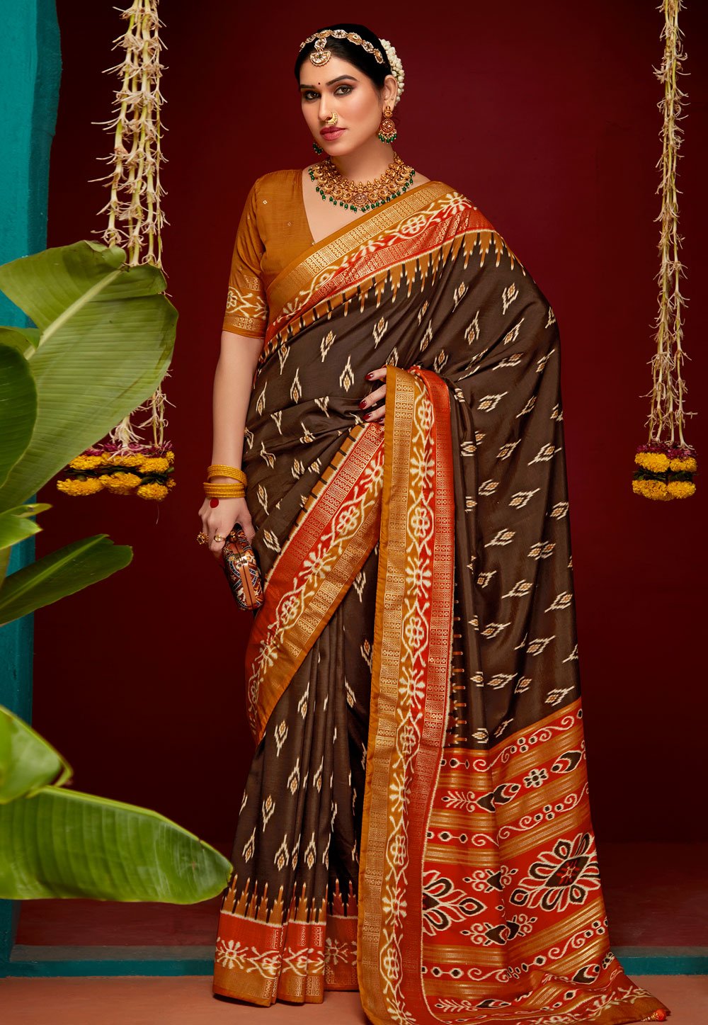Brown Tussar Silk Saree With Blouse 286363