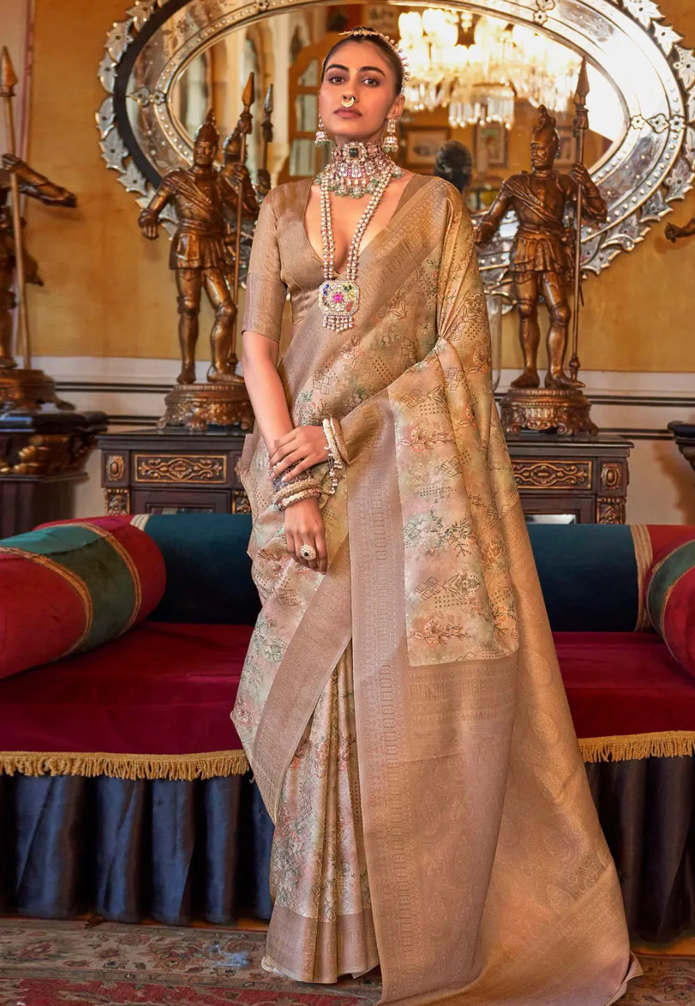 Brown Tussar Silk Saree With Blouse 298392