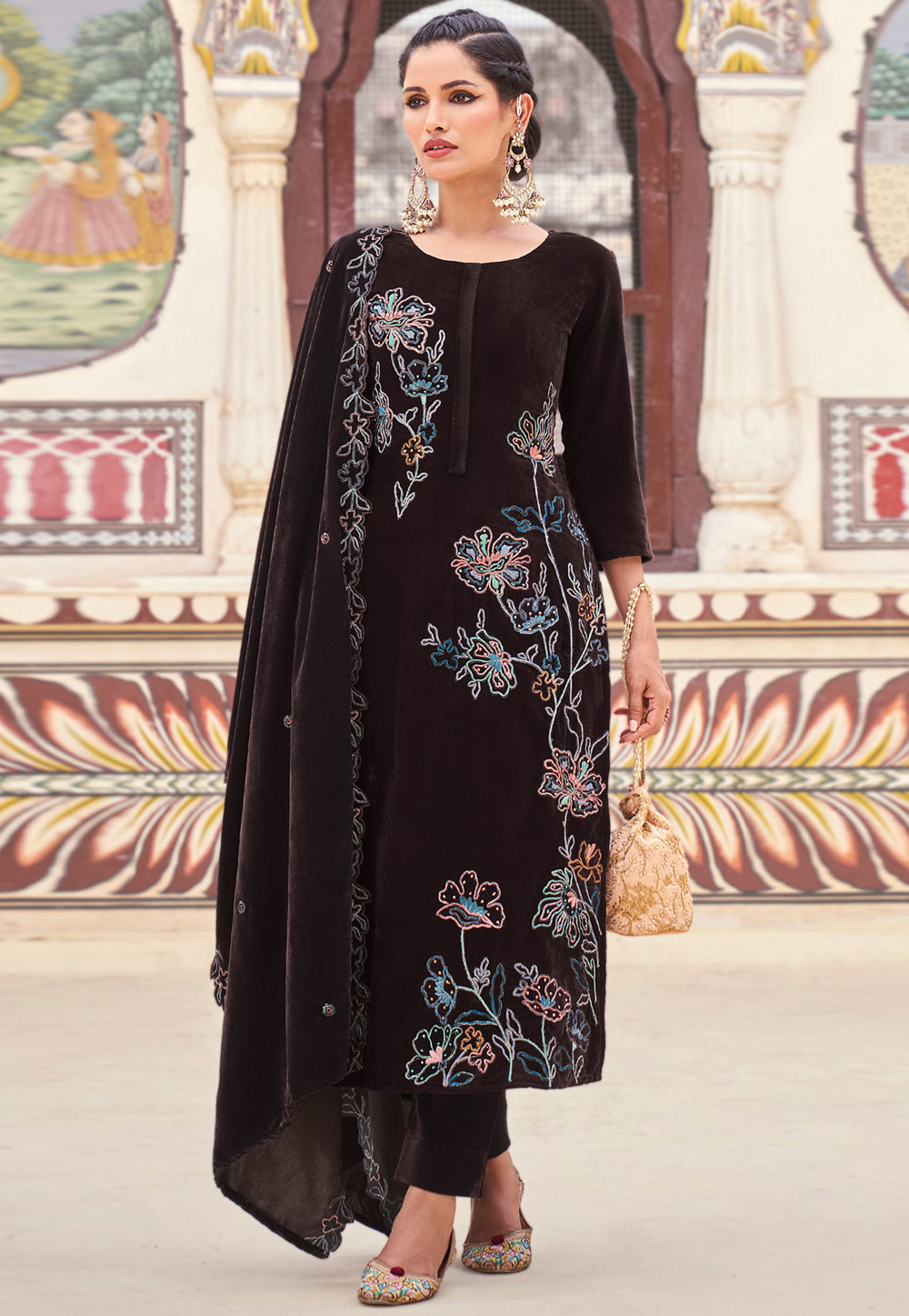 Brown Velvet Pant Style Suit 311101