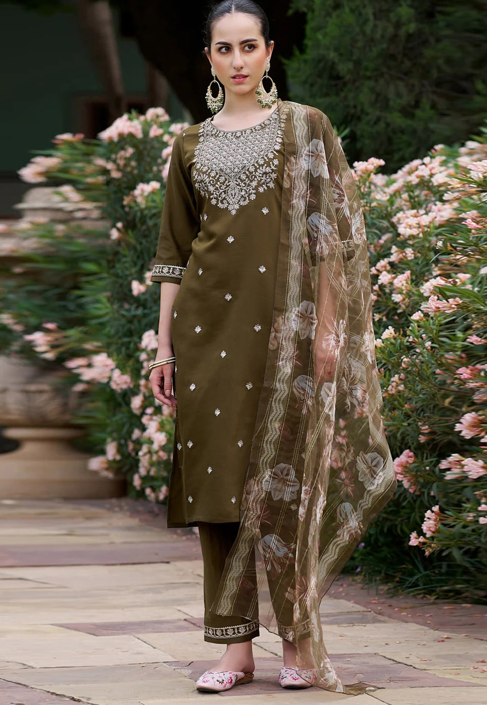 Brown Viscose Rayon Readymade Pant Style Suit 309626
