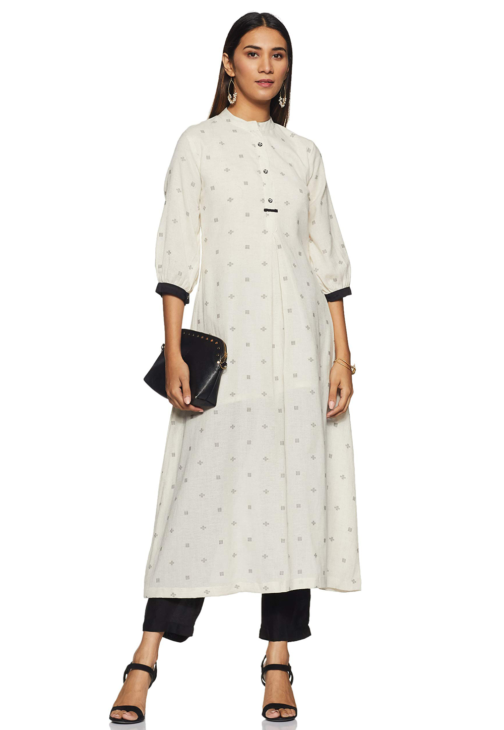 Off White Cotton Readymade Kurta Set With Pant 208903