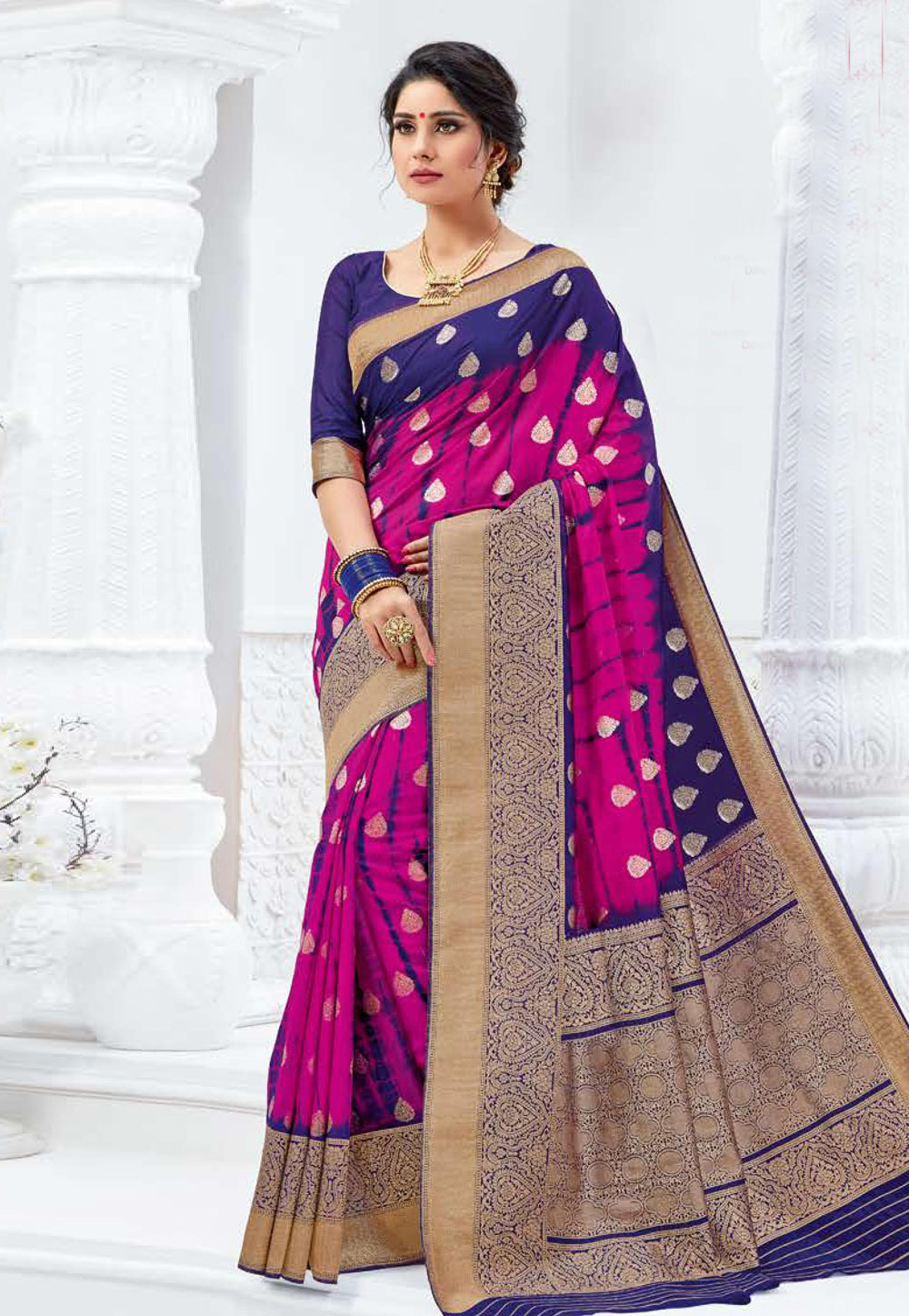 Pink Bhagalpuri Silk Saree With Blouse 210243