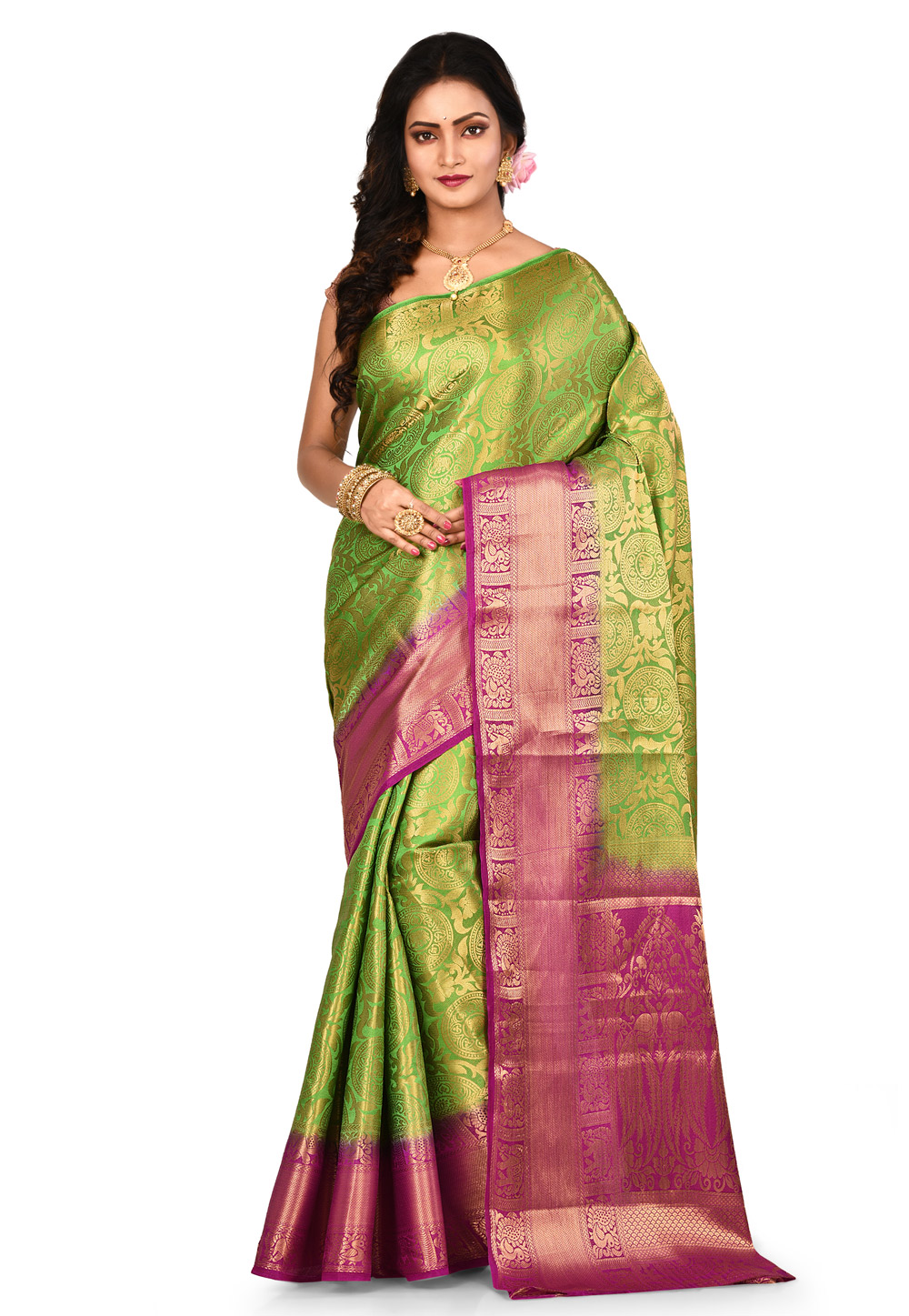 Light Green Kanjivaram Silk Festival Wear Saree 195436