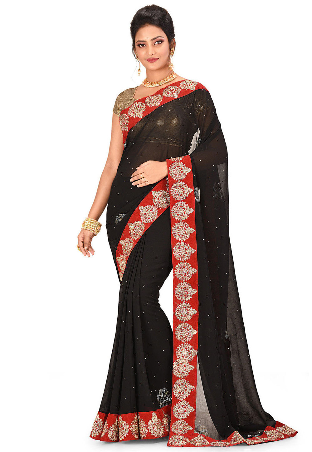Black Georgette Saree With Blouse 202970