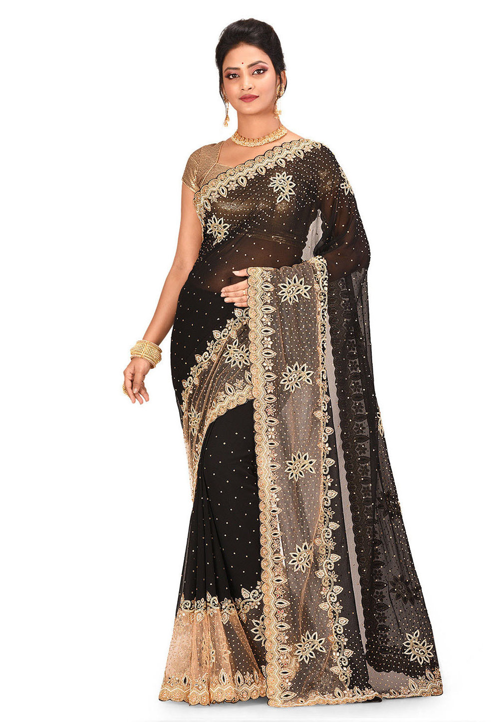 Black Banarasi Silk Saree With Blouse 202978