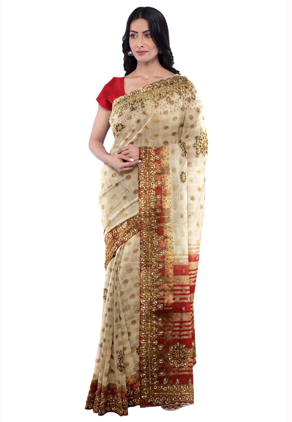Beige Kanjivaram Silk Saree With Blouse 205642
