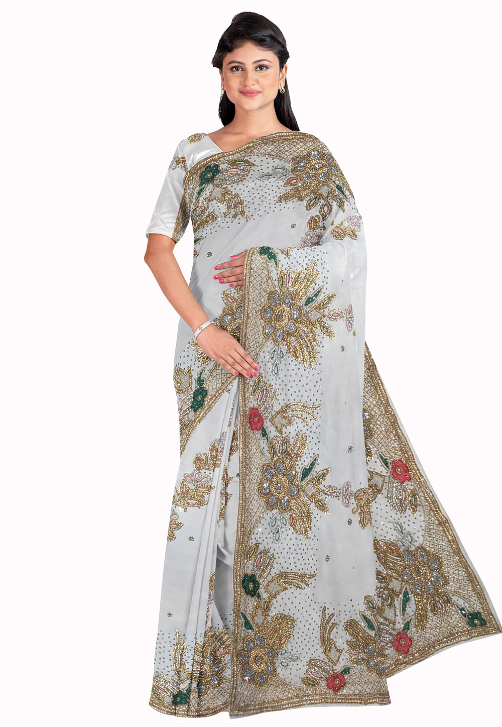 Grey Georgette Saree With Blouse 205654