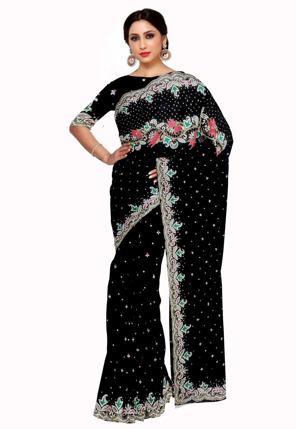 Black Georgette Saree With Blouse 205656