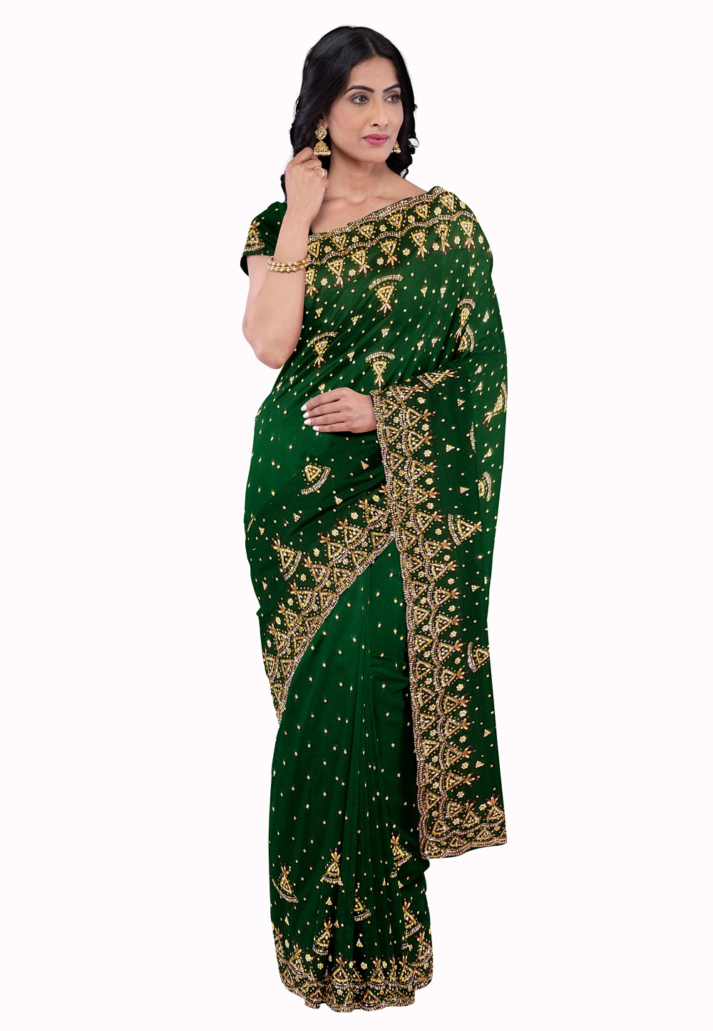 Green Georgette Saree With Blouse 205658