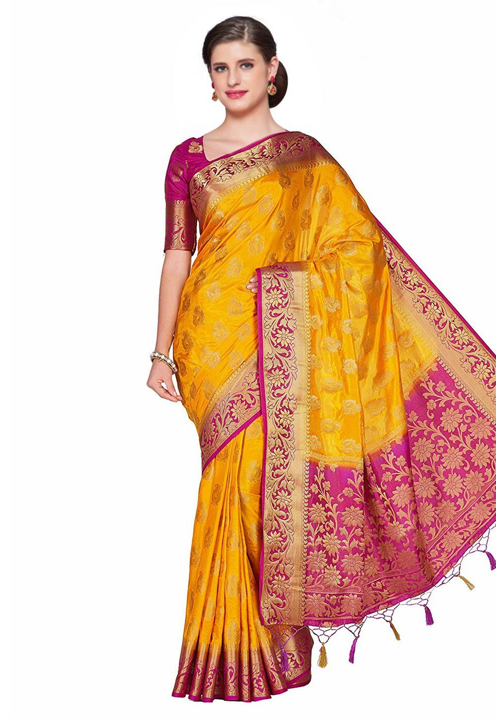 Yellow Kanjivaram Silk Festival Wear Saree 167403