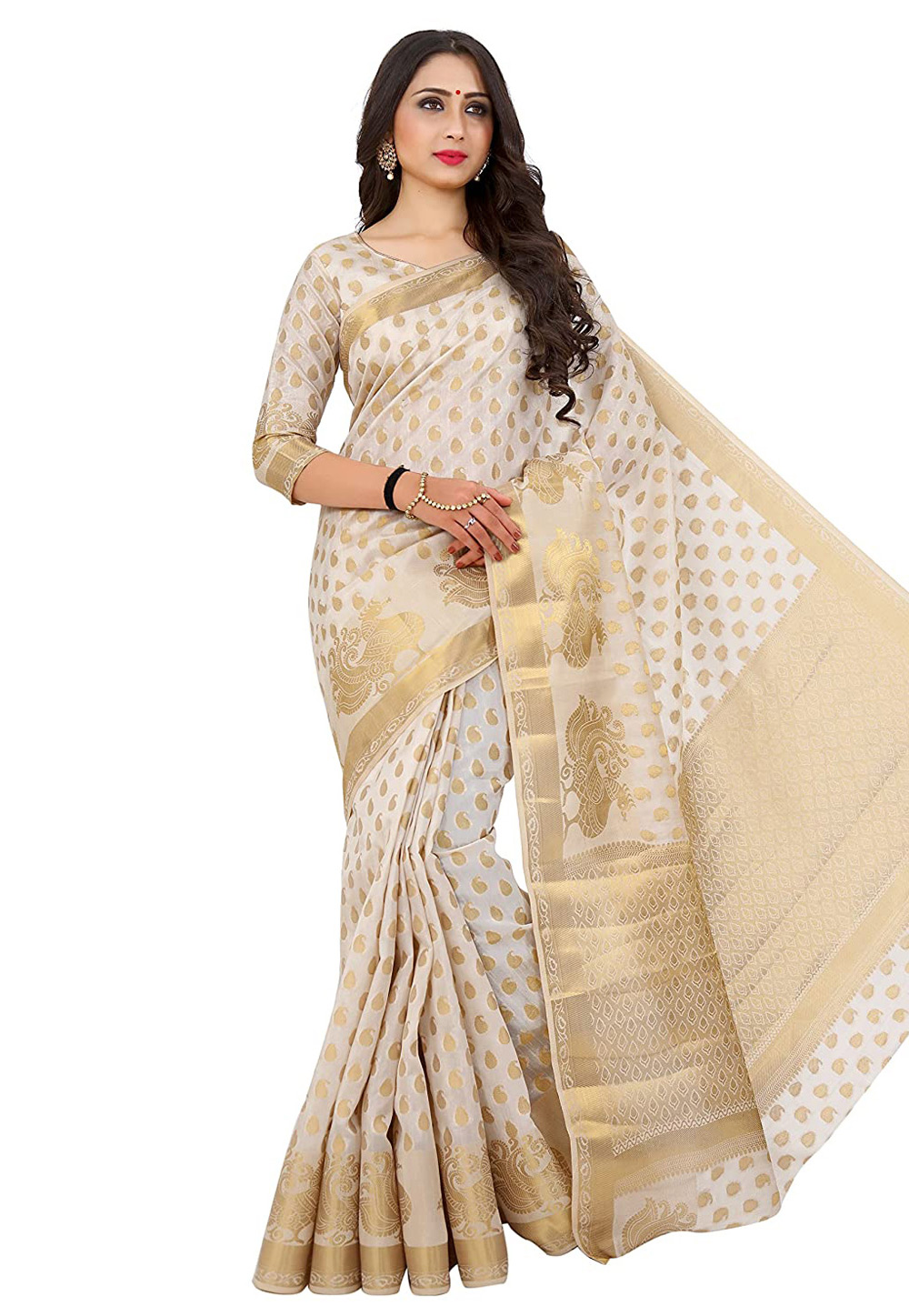 Off White Kanjivaram Silk Festival Wear Saree 201461