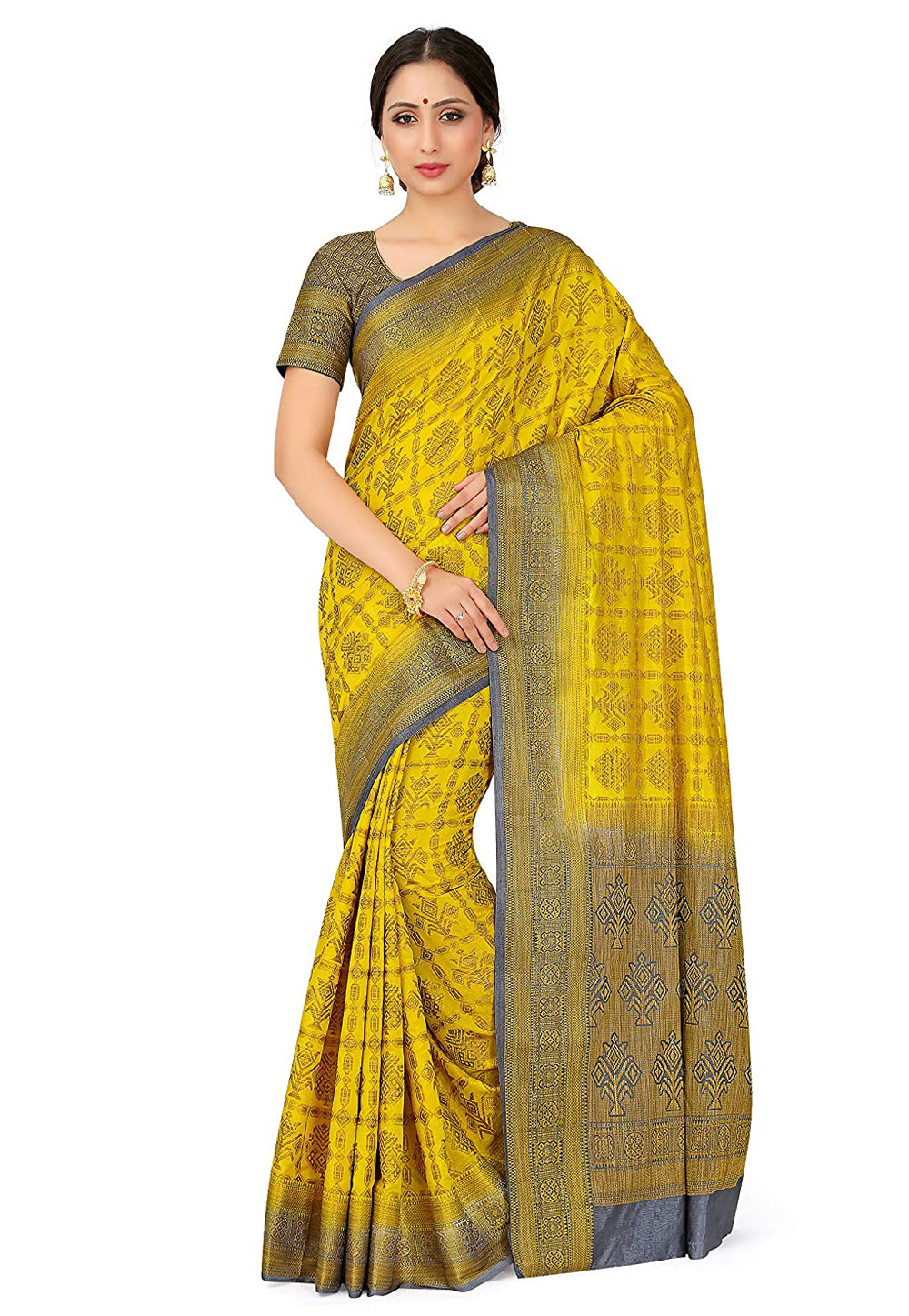 Yellow Patola Silk Saree With Blouse 201462