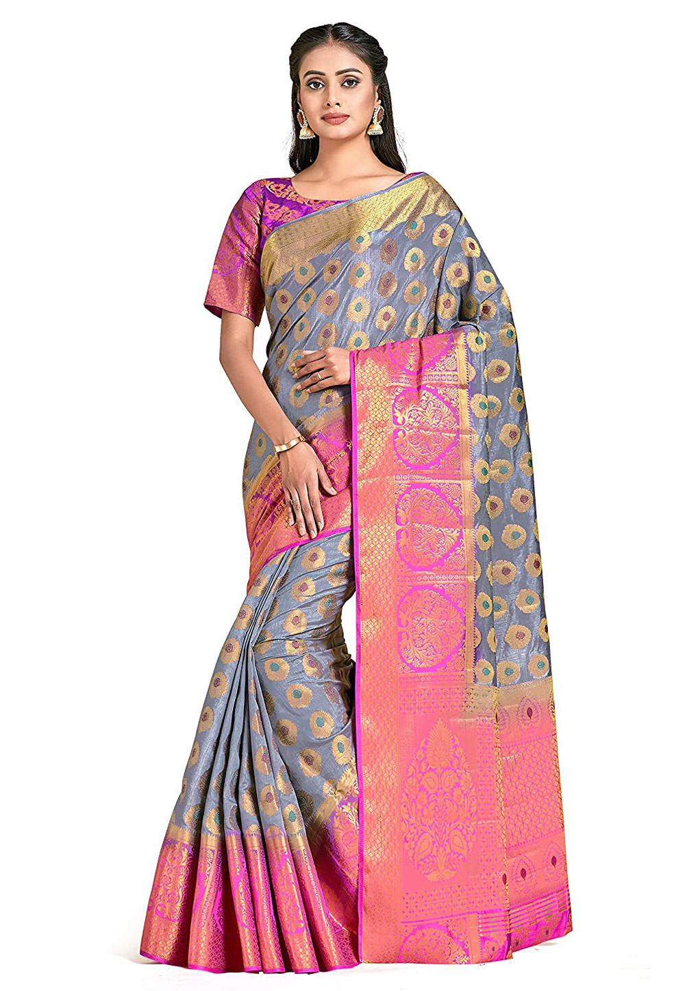 Grey Kanjivaram Silk Festival Wear Saree 201471