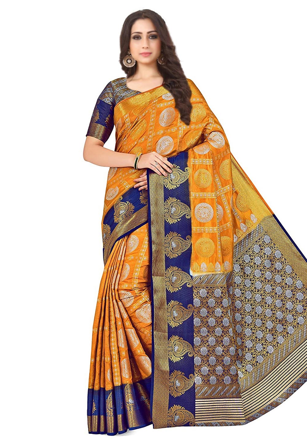 Orange Kanjipuram Silk Festival Wear Saree 201491