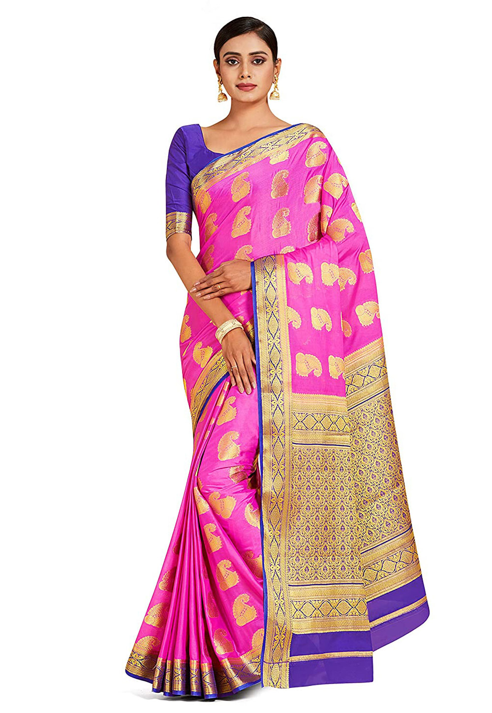 Pink Crepe Saree With Blouse 201496