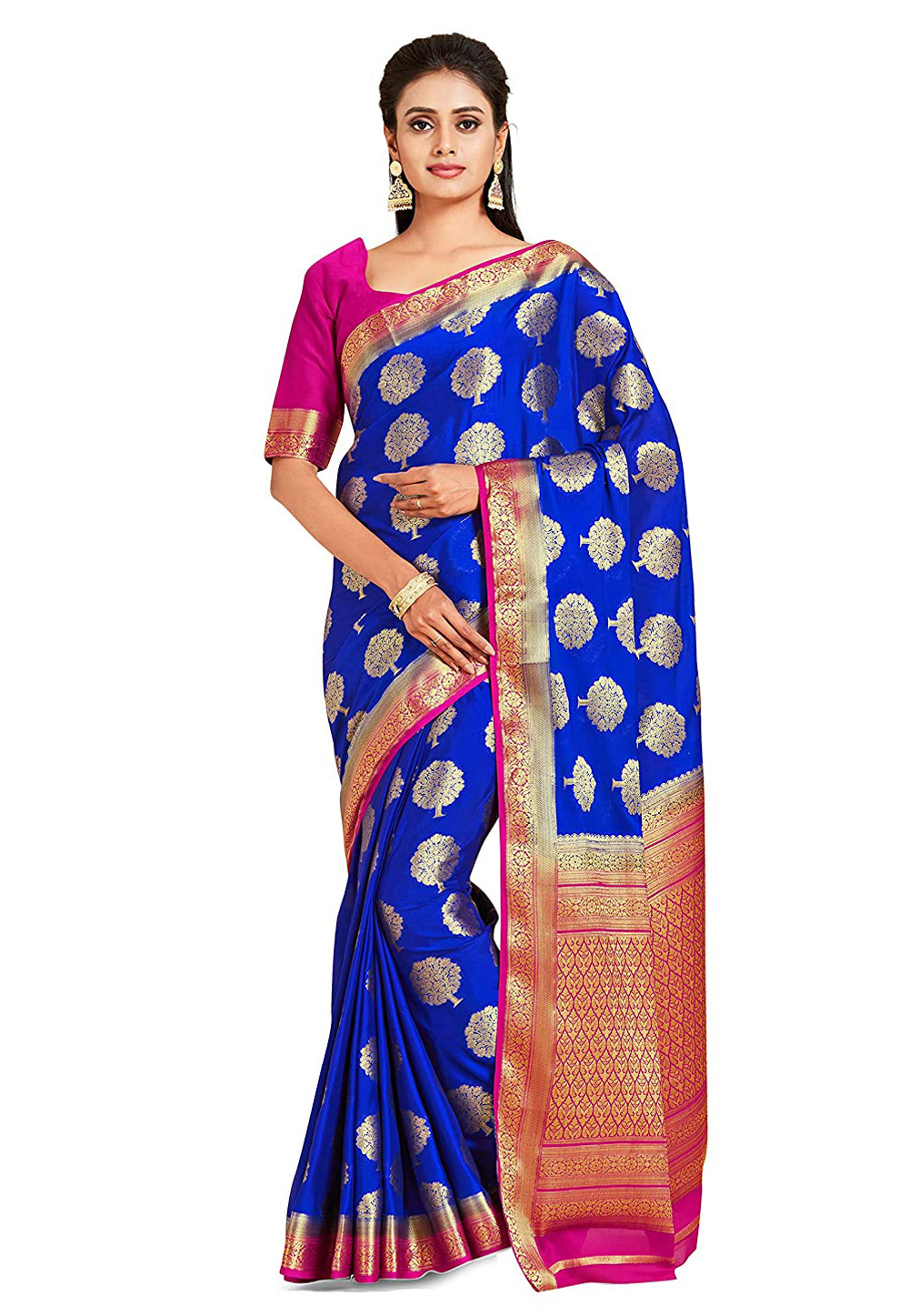 Blue Crepe Saree With Blouse 201498