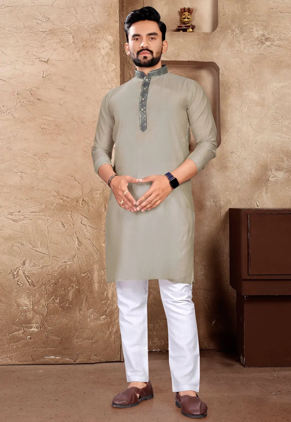 Camo Green Linen Kurta Pajama 300141