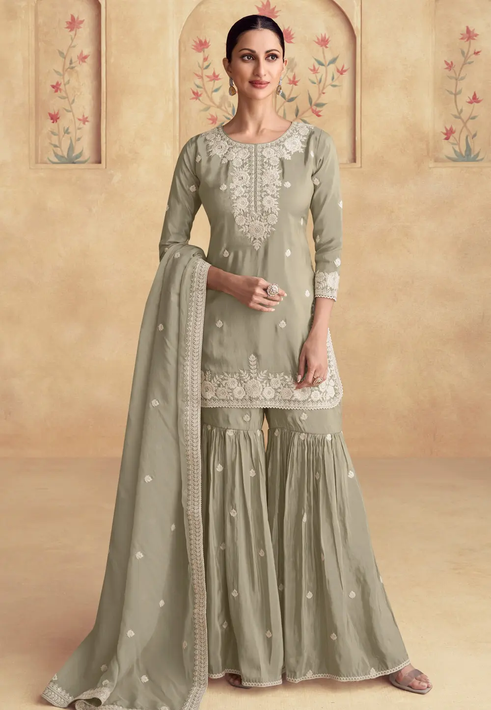 Camo Green Shimmer Sharara Suit 297436