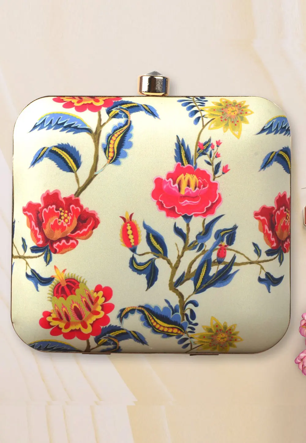 Cream Art Silk Clutch 297887