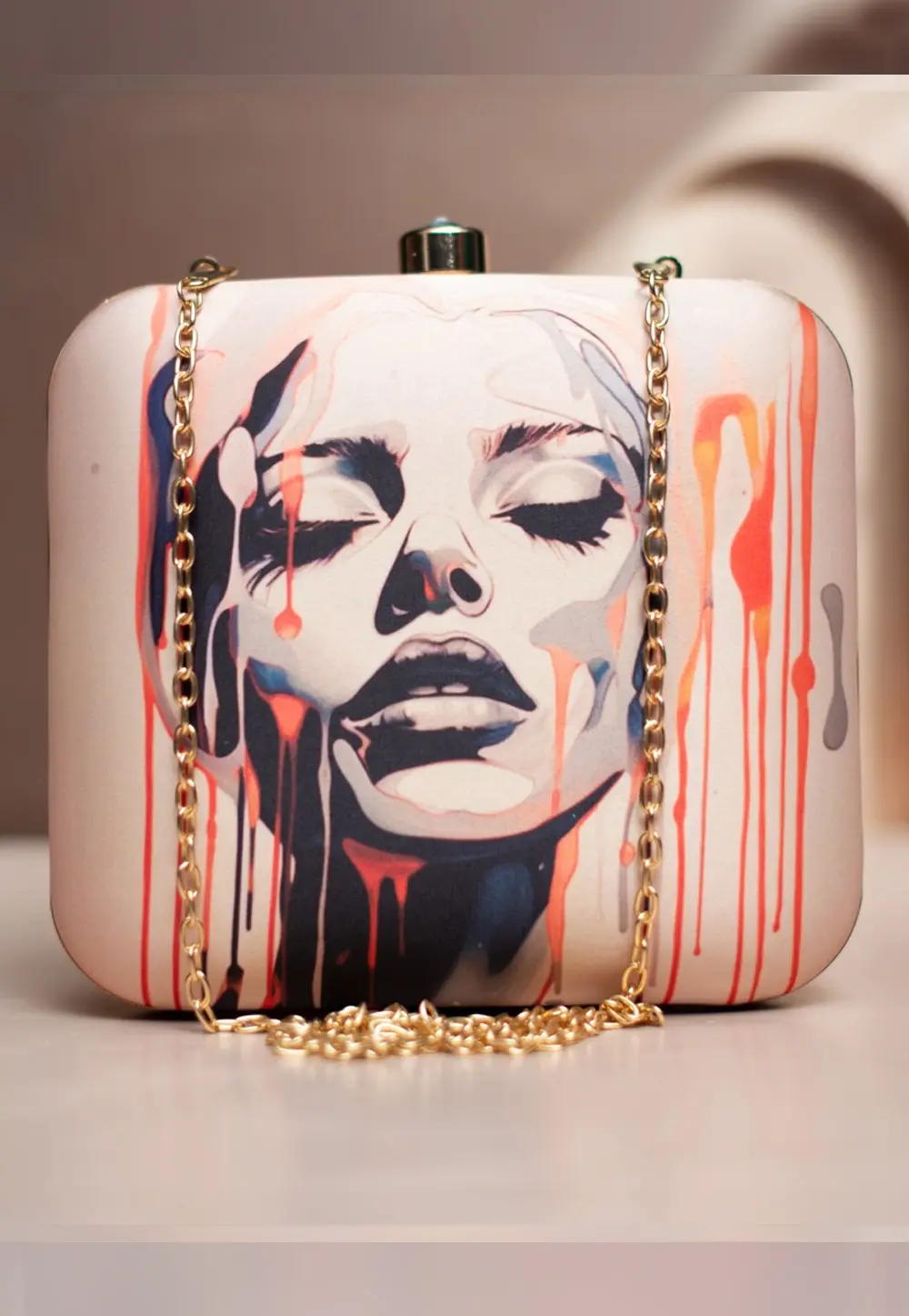 Cream Art Silk Clutch 298730