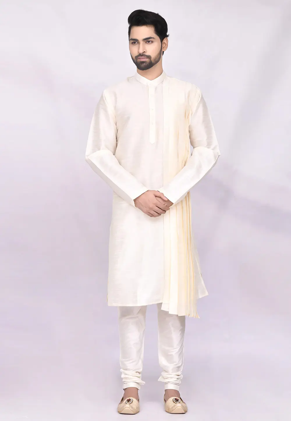 Cream Art Silk Kurta Pajama 300260