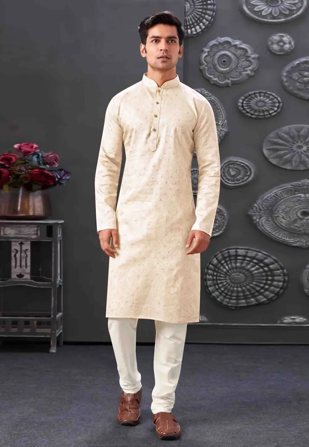 Cream Cotton Kurta Pajama 288047