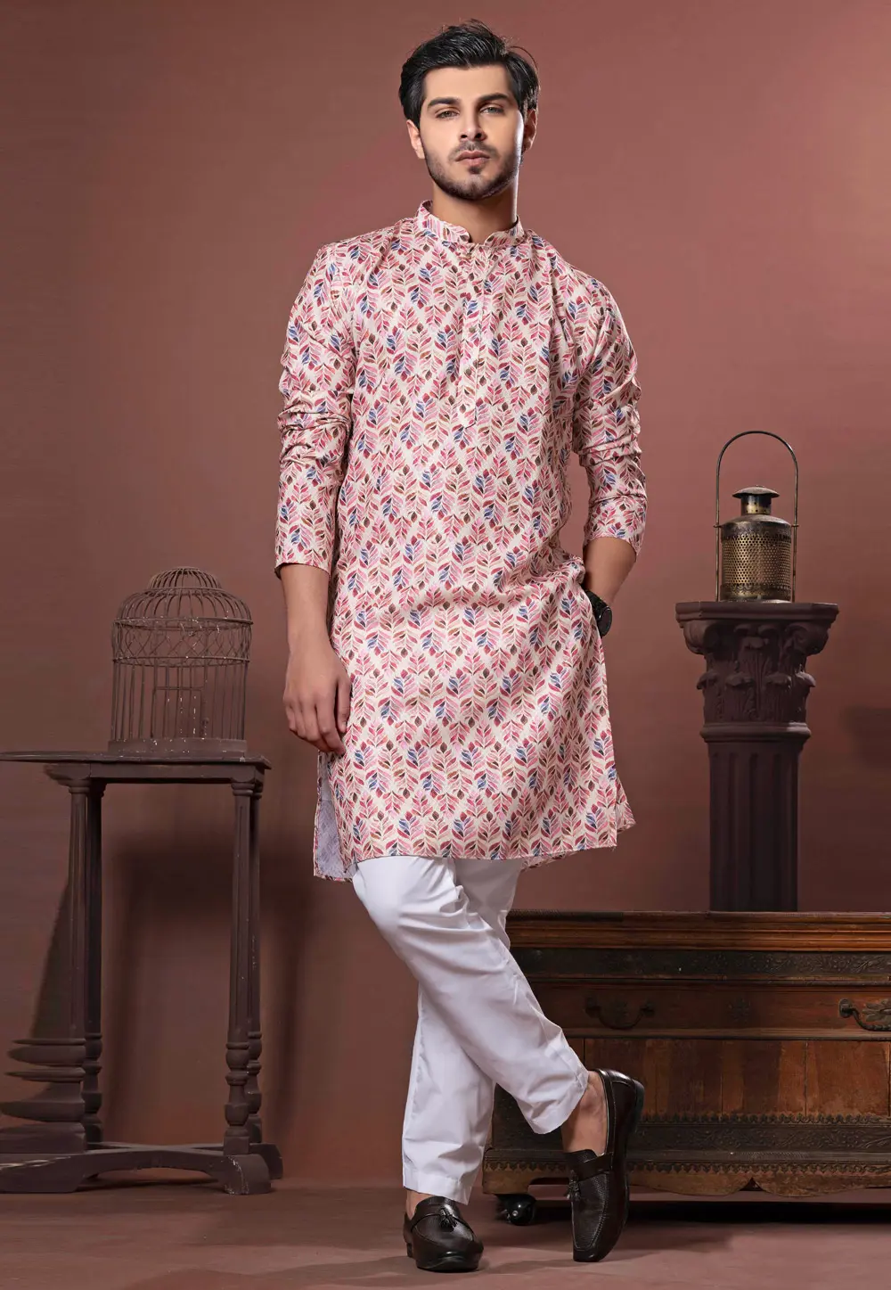 Cream Cotton Kurta Pajama 302116