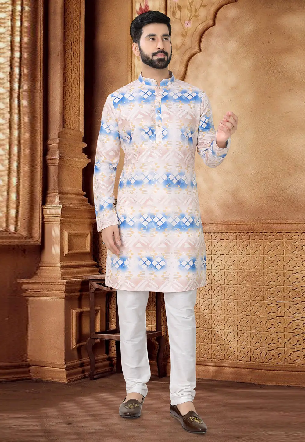 Cream Cotton Kurta Pajama 296919