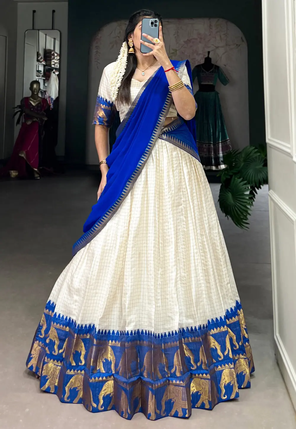 Cream Cotton Lehenga Choli 299518