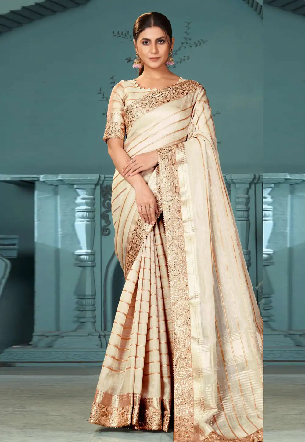 Cream Cotton Saree With Blouse 290691