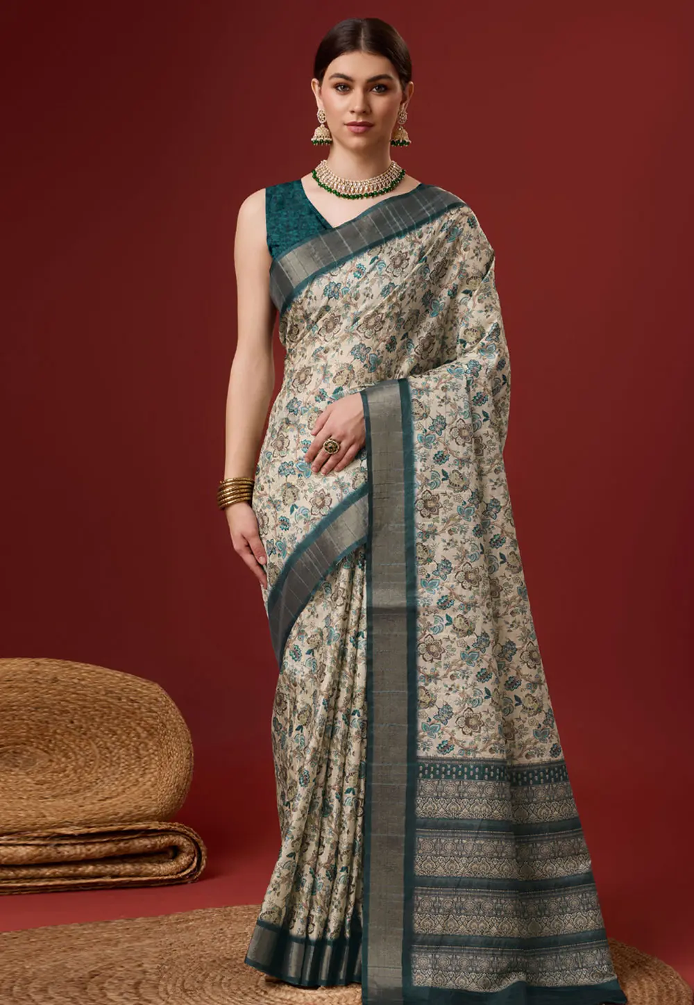 Cream Cotton Saree With Blouse 303115