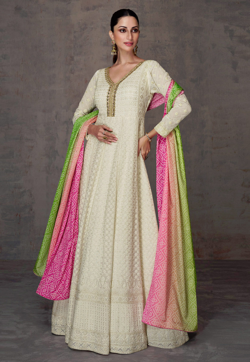 BOllywood Style Pink Anarkali Printed Suits