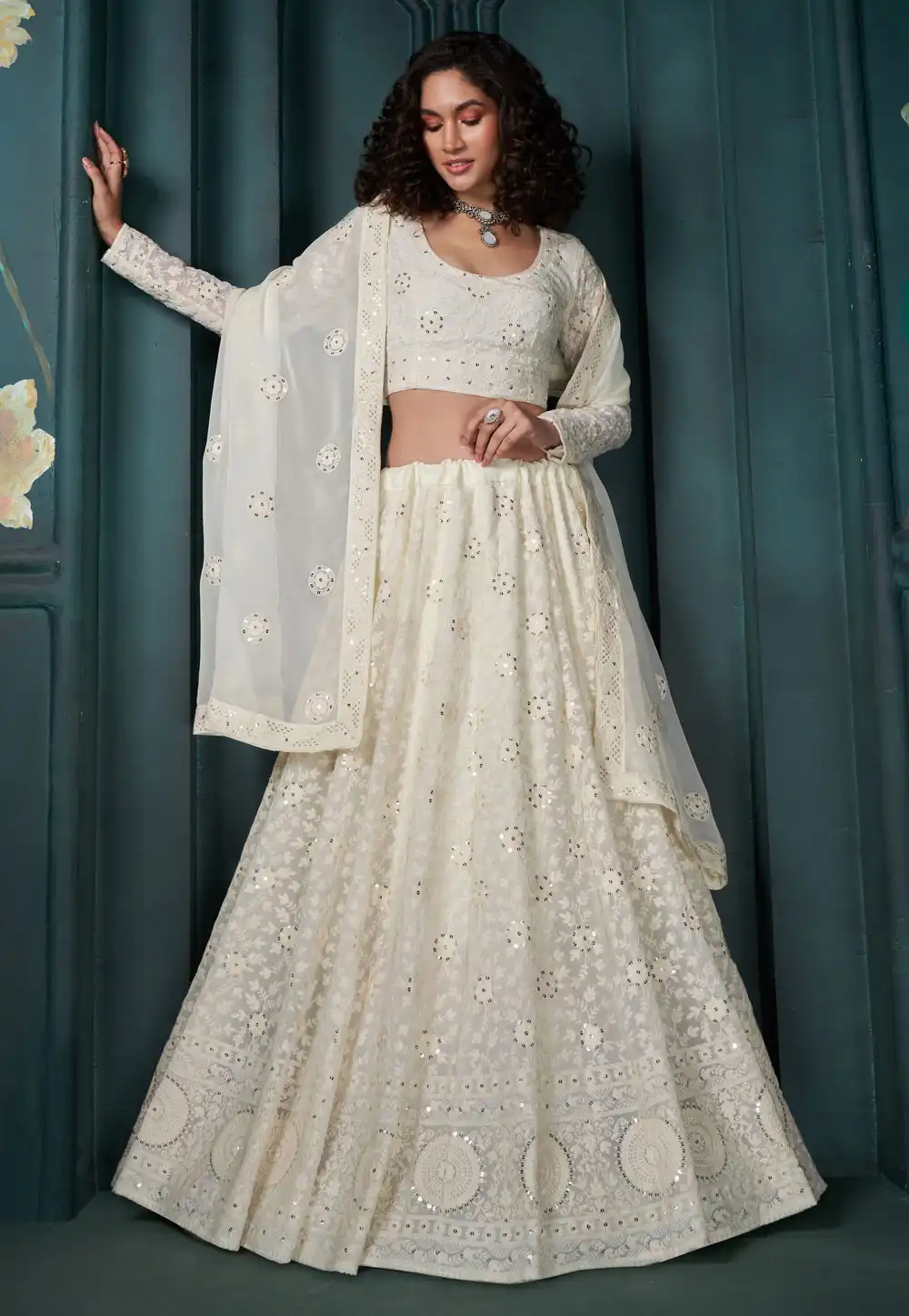 Cream Georgette Lehenga Choli 294907