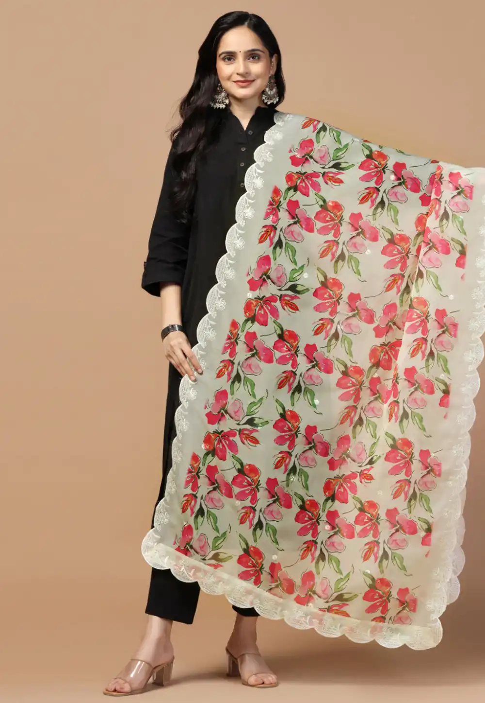 Cream Organza Dupatta 291727