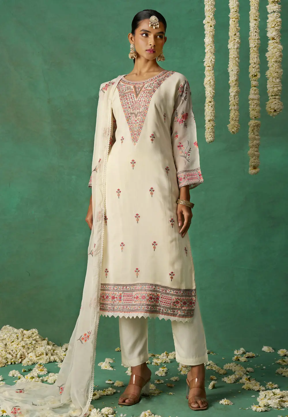 Cream Organza Pakistani Suit 304777