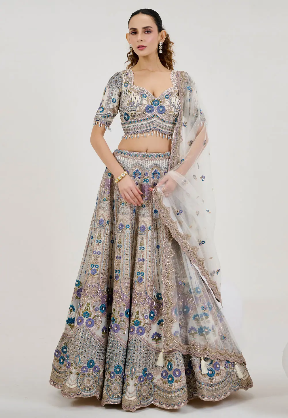 Cream Organza Wedding Lehenga Choli 298212