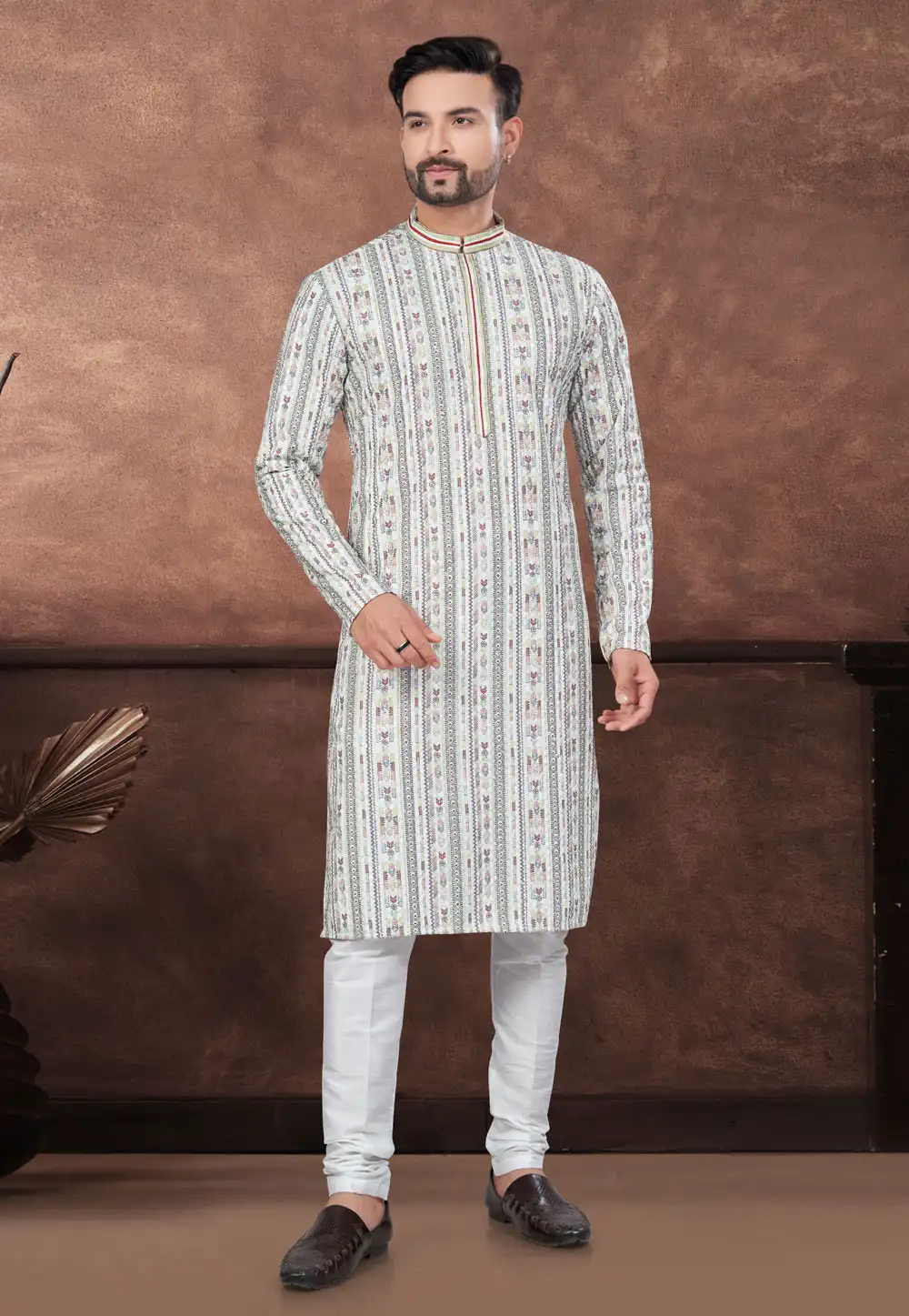 Cream Rayon Kurta Pajama 294628