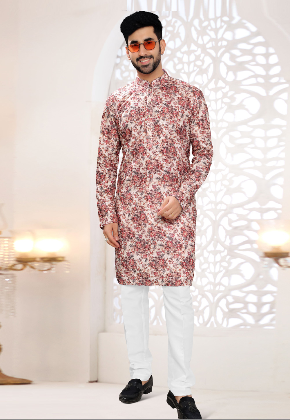 Cream Rayon Kurta Pajama 304941