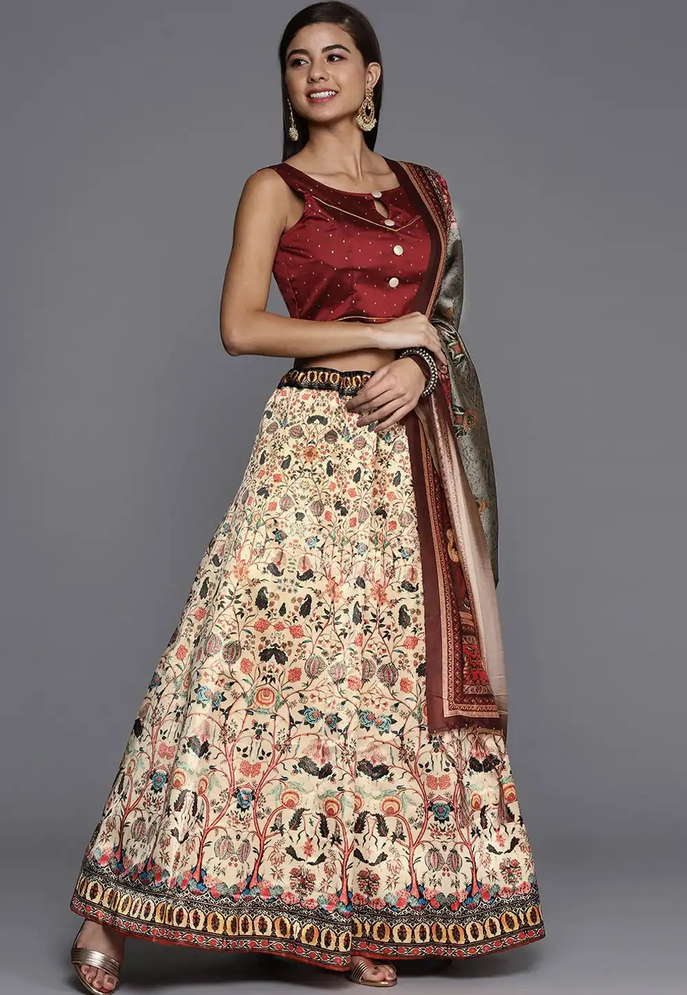 Cream Satin Silk Lehenga Choli 292285